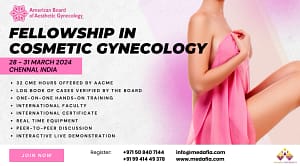 Banner of fellowship in cosmetic gynecology in chennai, highlighting the course benefits and information
